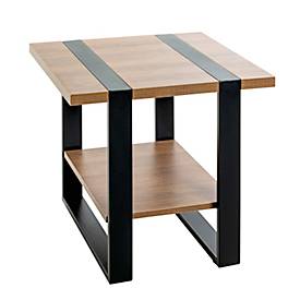 HAKU Beistelltisch, quadratisch, B 450 x T 450 x H 450 mm, Stahlrohr schwarz, Ablage Spanplatte Eiche dunkel, 15 kg Belastbarkeit