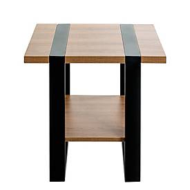 HAKU Beistelltisch, quadratisch, B 450 x T 450 x H 450 mm, Stahlrohr schwarz, Ablage Spanplatte Eiche dunkel, 15 kg Belastbarkeit