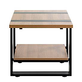 HAKU Beistelltisch, quadratisch, B 450 x T 450 x H 450 mm, Stahlrohr schwarz, Ablage Spanplatte Eiche dunkel, 15 kg Belastbarkeit