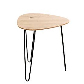 HAKU Beistelltisch, quadratisch, Stahl lackiert, Ablage MDF (melaminharzbeschichtet), B 400 x T 400 x H 430 mm, schwarz/Eiche hell