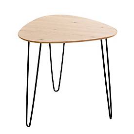 HAKU Beistelltisch, quadratisch, Stahl lackiert, Ablage MDF (melaminharzbeschichtet), B 480 x T 480 x H 480 mm, schwarz/Eiche hell