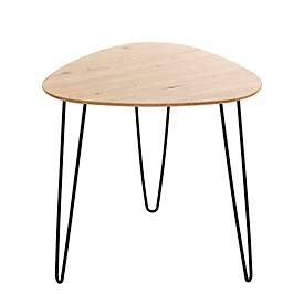 HAKU Beistelltisch, quadratisch, Stahl lackiert, Ablage MDF (melaminharzbeschichtet), B 480 x T 480 x H 480 mm, schwarz/Eiche hell