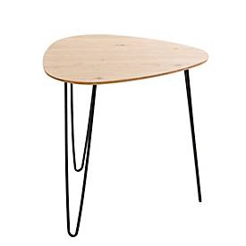 HAKU Beistelltisch, quadratisch, Stahl lackiert, Ablage MDF (melaminharzbeschichtet), B 480 x T 480 x H 480 mm, schwarz/Eiche hell