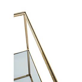 HAKU Beistelltisch, quadratisch, Stahlrohr/Glas, Sicherheitsklarglas oben, Spiegelglas unten, B 600 x T 600 x H 450 mm, gold