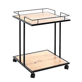 HAKU Beistelltisch, quadratisch, Stahlrohr lackiert, Ablagen melaminharzbeschichtet, B 450 x T 450 x H 600 mm, schwarz/Eiche hell