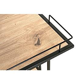 HAKU Beistelltisch, quadratisch, Stahlrohr lackiert, Ablagen melaminharzbeschichtet, B 450 x T 450 x H 600 mm, schwarz/Eiche hell