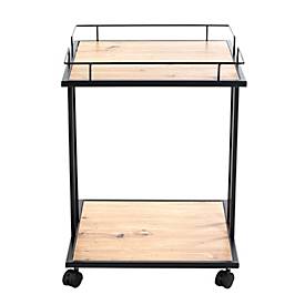 HAKU Beistelltisch, quadratisch, Stahlrohr lackiert, Ablagen melaminharzbeschichtet, B 450 x T 450 x H 600 mm, schwarz/Eiche hell