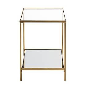 HAKU Beistelltisch, quadratisch, Stahlrohr lackiert, Ablagen Sicherheitsklarglas/Spiegelglas, B 390 x T 390 x H 550 mm, gold