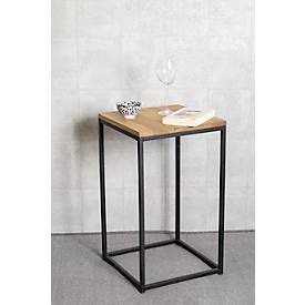 HAKU Beistelltisch, quadratisch, Stahlrohr pulverbeschichtet, Ablage Massivholz geölt, B 350 x T 350 x H 600 mm, schwarz/Eiche