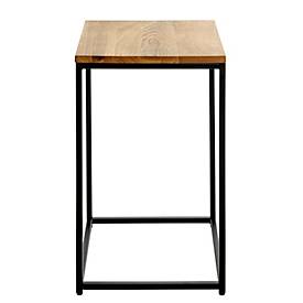HAKU Beistelltisch, quadratisch, Stahlrohr pulverbeschichtet, Ablage Massivholz geölt, B 350 x T 350 x H 600 mm, schwarz/Eiche