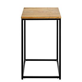 HAKU Beistelltisch, quadratisch, Stahlrohr pulverbeschichtet, Ablage Massivholz geölt, B 350 x T 350 x H 600 mm, schwarz/Eiche