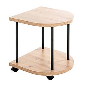 HAKU Beistelltisch, quadratisch, Stahlrohr pulverbeschichtet, Ablagen MDF melaminharzbeschichtet, B 400 x T 400 x H 450 mm, schwarz/Eiche hell