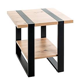 HAKU Beistelltisch, quadratisch, Stahlrohr pulverbeschichtet, melaminharzbeschichtet, B 450 x T 450 x H 450 mm, schwarz/Eiche hell