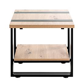 HAKU Beistelltisch, quadratisch, Stahlrohr pulverbeschichtet, melaminharzbeschichtet, B 450 x T 450 x H 450 mm, schwarz/Eiche hell