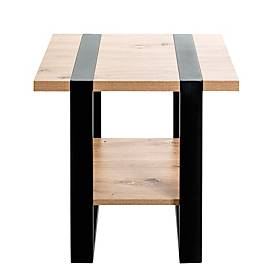 HAKU Beistelltisch, quadratisch, Stahlrohr pulverbeschichtet, melaminharzbeschichtet, B 450 x T 450 x H 450 mm, schwarz/Eiche hell