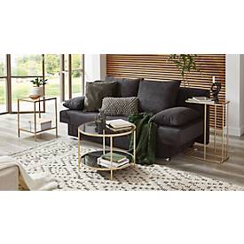 HAKU Beistelltisch, rechteckig, Stahlrohr lackiert, Ablage Sicherheitsklarglas, B 450 x T 300 x H 650 mm, gold