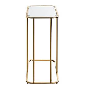HAKU Beistelltisch, rechteckig, Stahlrohr lackiert, Ablage Sicherheitsklarglas, B 450 x T 300 x H 650 mm, gold
