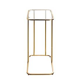 HAKU Beistelltisch, rechteckig, Stahlrohr lackiert, Ablage Sicherheitsklarglas, B 450 x T 300 x H 650 mm, gold