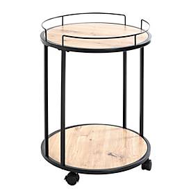 HAKU Beistelltisch, rund, Stahlrohr schwarz, Ablage MDF Eiche hell, melaminharzbeschichtet, B 450 x T 450 x H 600 mm