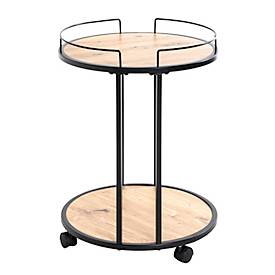 HAKU Beistelltisch, rund, Stahlrohr schwarz, Ablage MDF Eiche hell, melaminharzbeschichtet, B 450 x T 450 x H 600 mm