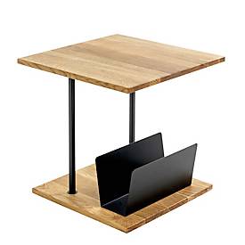 HAKU Beistelltisch SACRAMENTO 7, quadratisch, Stahlrohr pulverbeschichtet, Ablage Massivholz, geölt, B 450 x T 450 x H 450 mm, Eiche/Schwarz