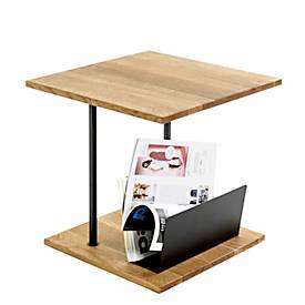 HAKU Beistelltisch SACRAMENTO 7, quadratisch, Stahlrohr pulverbeschichtet, Ablage Massivholz, geölt, B 450 x T 450 x H 450 mm, Eiche/Schwarz