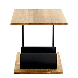 HAKU Beistelltisch SACRAMENTO 7, quadratisch, Stahlrohr pulverbeschichtet, Ablage Massivholz, geölt, B 450 x T 450 x H 450 mm, Eiche/Schwarz