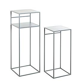 HAKU Beistelltisch-Set, 2er, quadratisch, B 260/300 x T 260/300 x H 630/850 mm, Stahlrohr/Metall pulverbeschichtet, grau