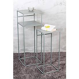 HAKU Beistelltisch-Set, 2er, quadratisch, B 260/300 x T 260/300 x H 630/850 mm, Stahlrohr/Metall pulverbeschichtet, grau