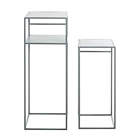 HAKU Beistelltisch-Set, 2er, quadratisch, B 260/300 x T 260/300 x H 630/850 mm, Stahlrohr/Metall pulverbeschichtet, grau