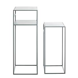 HAKU Beistelltisch-Set, 2er, quadratisch, B 260/300 x T 260/300 x H 630/850 mm, Stahlrohr/Metall pulverbeschichtet, grau