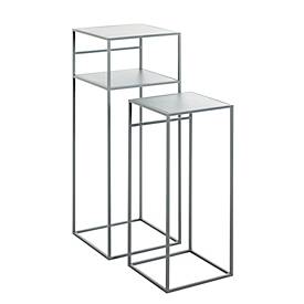 HAKU Beistelltisch-Set, 2er, quadratisch, B 260/300 x T 260/300 x H 630/850 mm, Stahlrohr/Metall pulverbeschichtet, grau