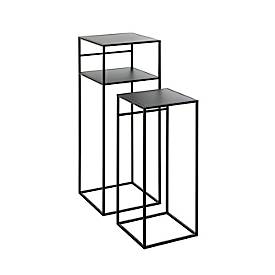 HAKU Beistelltisch-Set, 2er, quadratisch, B 260/300 x T 260/300 x H 630/850 mm, Stahlrohr/Metall pulverbeschichtet, schwarz