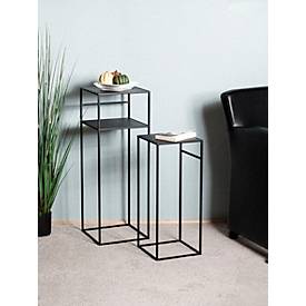 HAKU Beistelltisch-Set, 2er, quadratisch, B 260/300 x T 260/300 x H 630/850 mm, Stahlrohr/Metall pulverbeschichtet, schwarz