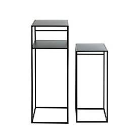 HAKU Beistelltisch-Set, 2er, quadratisch, B 260/300 x T 260/300 x H 630/850 mm, Stahlrohr/Metall pulverbeschichtet, schwarz