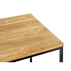 HAKU Beistelltisch, Stahlrohr-Gestell, pulverbeschichtet, Ablage Eiche massiv geölt, B 400 x T 400 x H 450 mm, schwarz/Eiche