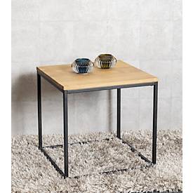 HAKU Beistelltisch, Stahlrohr-Gestell, pulverbeschichtet, Ablage Eiche massiv geölt, B 400 x T 400 x H 450 mm, schwarz/Eiche