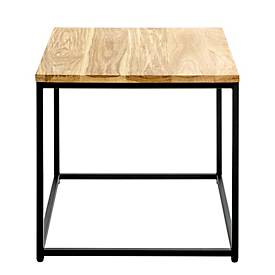 HAKU Beistelltisch, Stahlrohr-Gestell, pulverbeschichtet, Ablage Eiche massiv geölt, B 400 x T 400 x H 450 mm, schwarz/Eiche