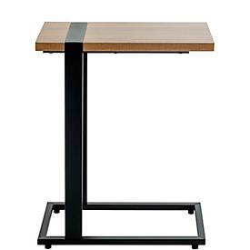 HAKU Beistelltisch, Stahlrohr pulverbeschichtet, Ablage Spanplatte, B 240 x T 490 x H 640 mm, Eiche/schwarz