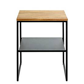 HAKU Beistelltisch, Stahlrohr, pulverbeschichtet, Eiche geölt, B 450 x T 350 x H 600 mm, schwarz/Eiche