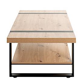 HAKU Couchtisch, rechteckig, Stahlrohr pulverbeschichtet, Ablage melaminharzbeschichtet, B 1200 x T 600 x H 450 mm, schwarz/Eiche hell