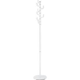 HAKU kapstok, 8 haken, elk met een draagvermogen van 5 kg, draaibare haakkroon, Ø 290 x H 1700 mm, staalbuis met poedercoating, wit