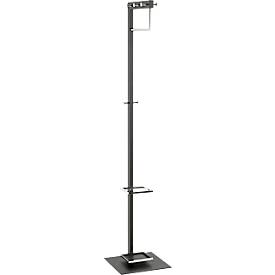 HAKU kapstok, 8 knoppen, elk met een draagvermogen van 5 kg, parapluhouder, B 350 x D 410 x H 1750 mm, staalbuis/metaal met poedercoating, chroom-zwart