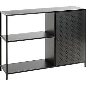 HAKU legbord, 4 legborden, elk met een draagvermogen tot 10 kg, B 1000 x D 300 x H 750 mm, staal/metaal, zwart