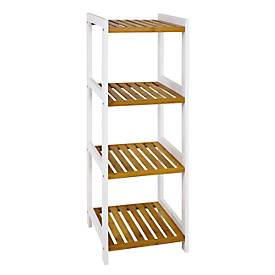 HAKU legbordstelling, 4 legborden, elk belastbaar tot 20 kg, B 350 x D 330 x H 1120 mm, hout, kleur wit/bamboe-naturel