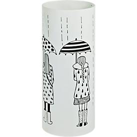 HAKU paraplubak, met motiefprint en lekbak, Ø 180 x H 450 mm, wit metaal