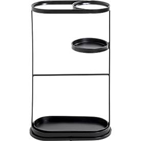 HAKU Schirmständer, mit Metall-Tropfschalen, B 370 x T 180 x H 600 mm, Stahlrohr, schwarz