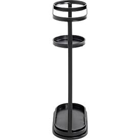 HAKU Schirmständer, mit Metall-Tropfschalen, B 370 x T 180 x H 600 mm, Stahlrohr, schwarz