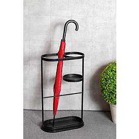 HAKU Schirmständer, mit Metall-Tropfschalen, B 370 x T 180 x H 600 mm, Stahlrohr, schwarz