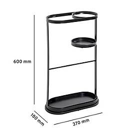 HAKU Schirmständer, mit Metall-Tropfschalen, B 370 x T 180 x H 600 mm, Stahlrohr, schwarz